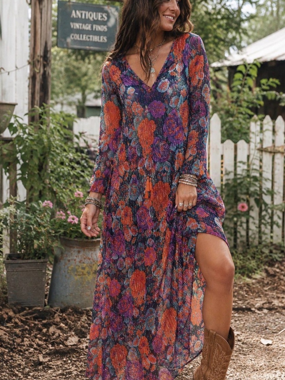Aratta Long Sleeve Floral Maxi Dress